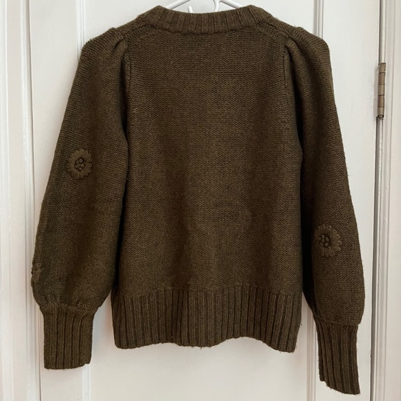 Madewell | Embroidered Edencroft Pleat-Sleeve Cardigan Sweater - Picture 3 of 10